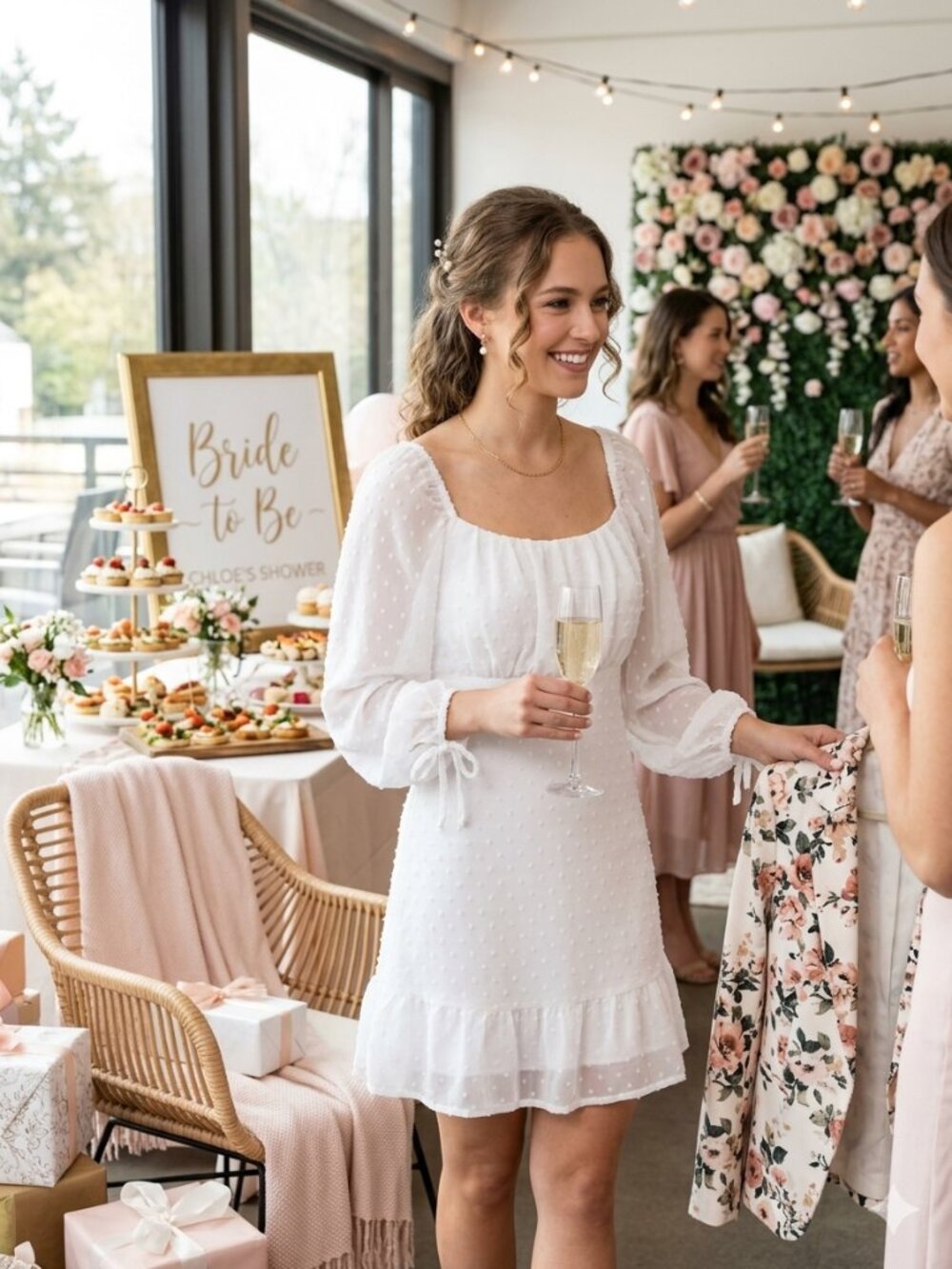 Speechless XS Chiffon Swiss Dot Dress White Lined Ruffle Mini Bridal